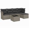 vidaXL 6 Piece Garden Sofa Set with Cushions Grey Poly Rattan