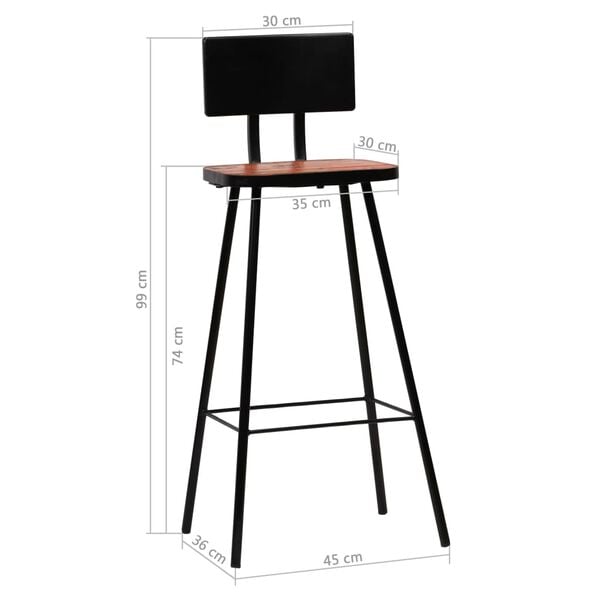 vidaXL Bar Set 7 Piece Solid Reclaimed Wood Multicolour