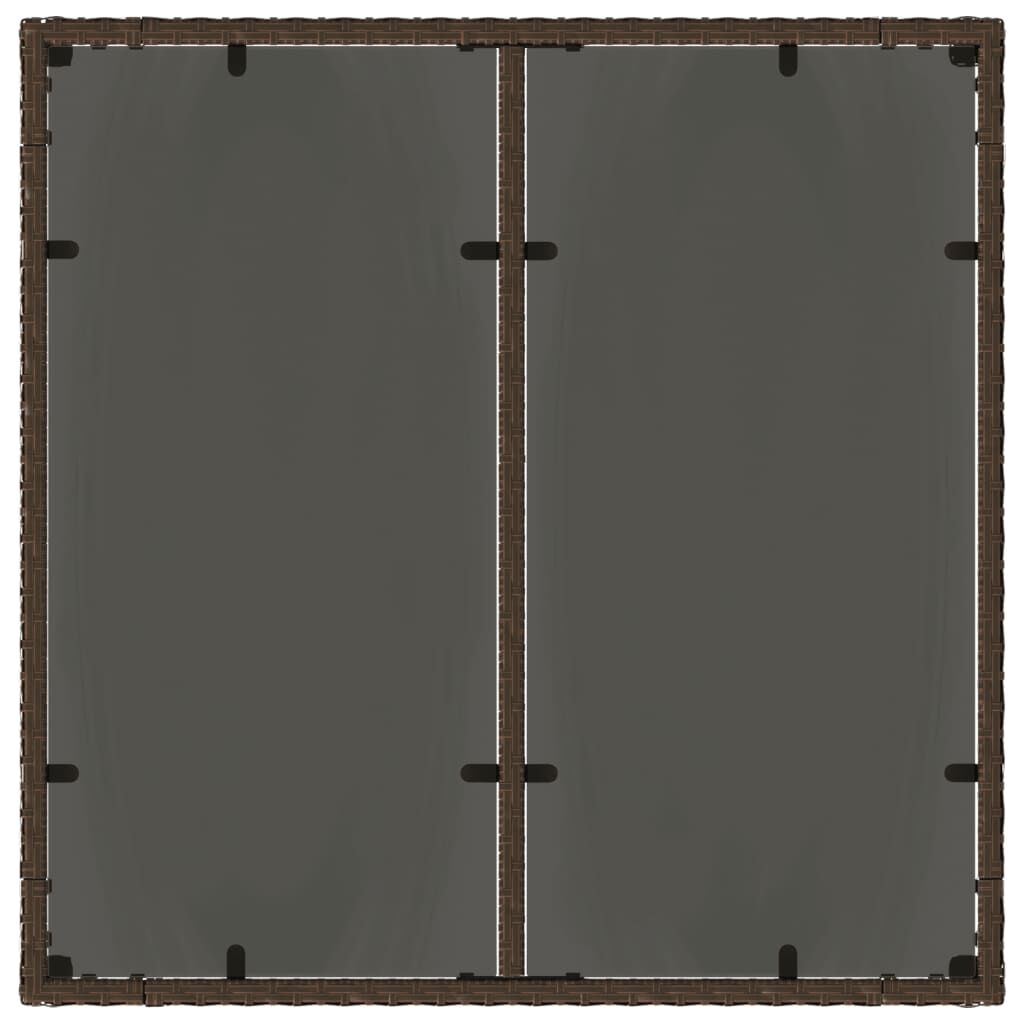 vidaXL Garden Table with Glass Top Brown 90x90x75 cm Poly Rattan