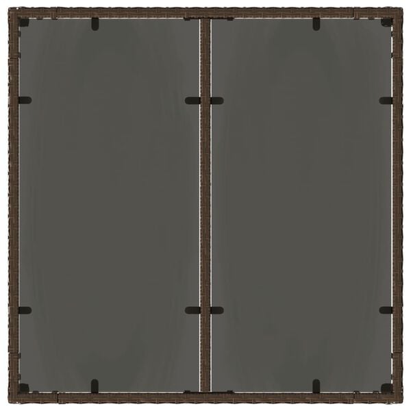 vidaXL Garden Table with Glass Top Brown 90x90x75 cm Poly Rattan