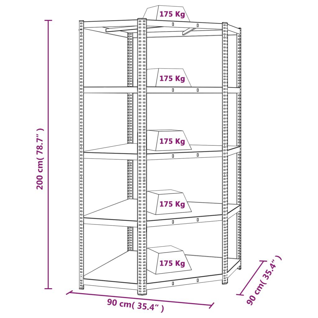 vidaXL 5-Layer Shelves 2 pcs Blue Steel&Engineered Wood