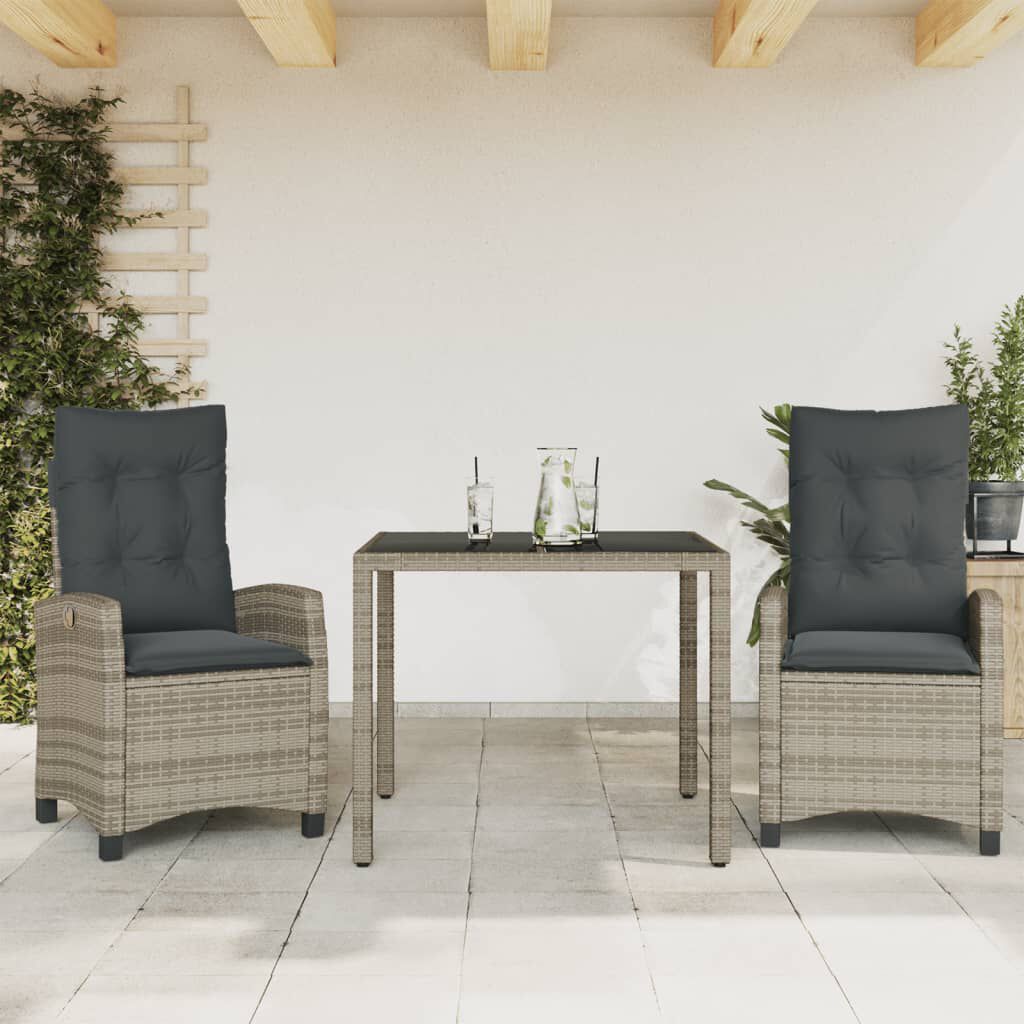 vidaXL 5 Piece Garden Dining Set with Cushions Grey Poly Rattan