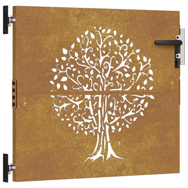 vidaXL Garden Gate 85x100 cm Corten Steel Tree Design