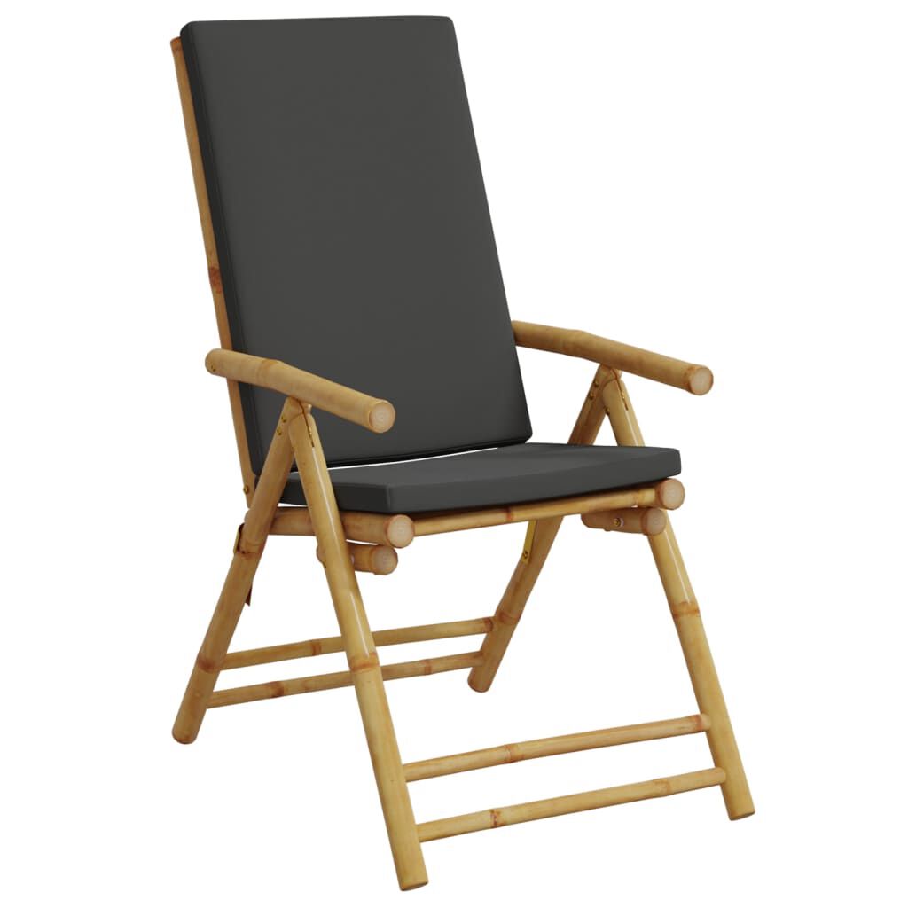 vidaXL Folding Garden Reclining Chairs 2 pcs with Cushions Bamboo