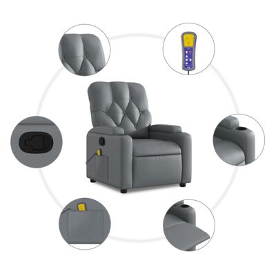 vidaXL Massage Recliner Chair Grey Faux Leather