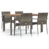 vidaXL 5 Piece Garden Dining Set with Cushions Grey Poly Rattan