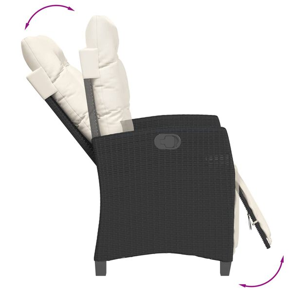 vidaXL 7 Piece Garden Dining Set with Cushions Black Poly Rattan