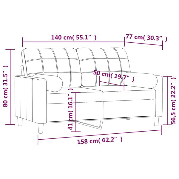 vidaXL 2-Seater Sofa with Pillows&Cushions Dark Grey 140 cm Fabric