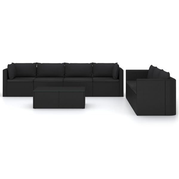 vidaXL 8 Piece Garden Lounge Set with Cushions Poly Rattan Black