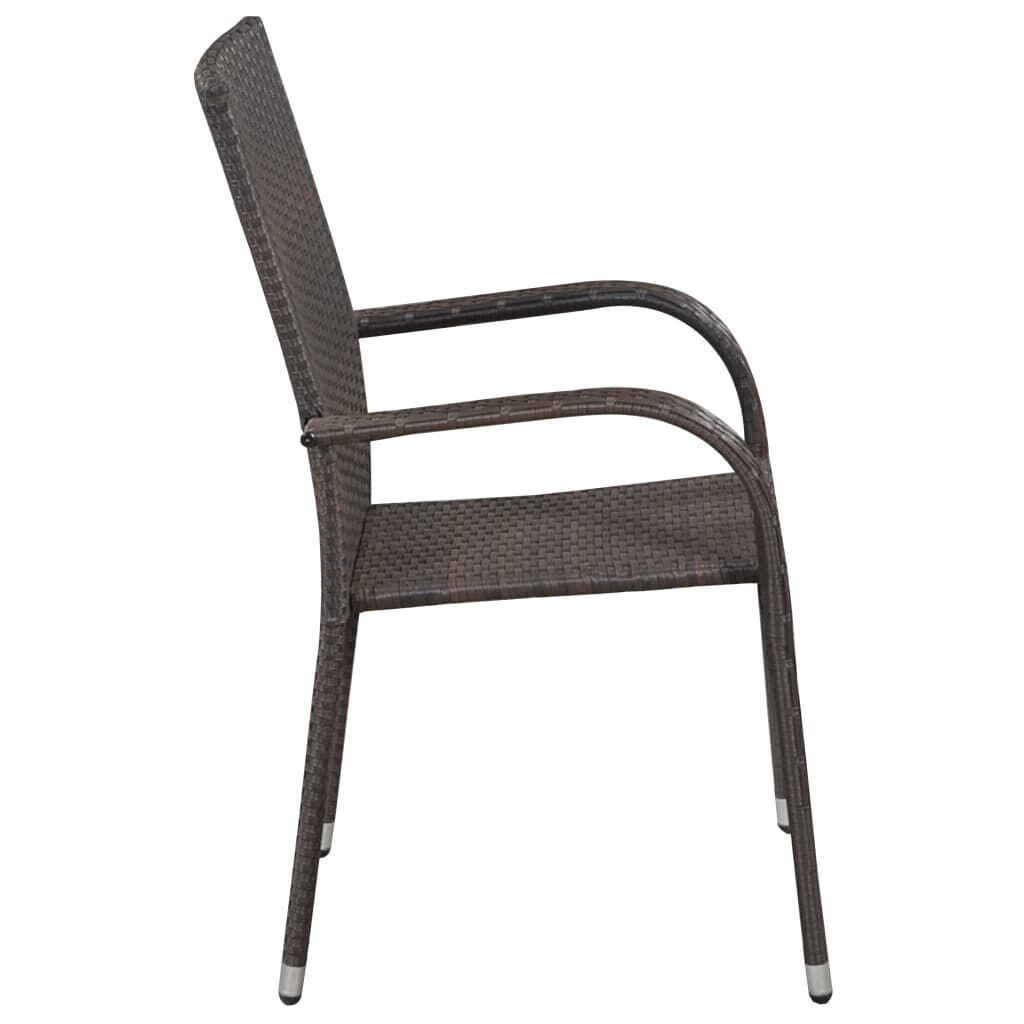 vidaXL Stackable Outdoor Chairs 4 pcs Poly Rattan Brown