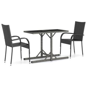 vidaXL 3 Piece Garden Dining Set Black