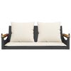 vidaXL Swing Bench with Cushions Black 109x62x40 cm Poly Rattan