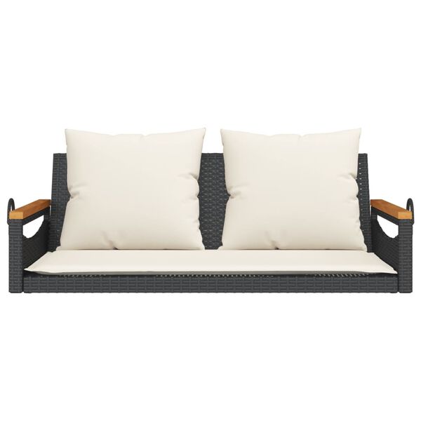 vidaXL Swing Bench with Cushions Black 109x62x40 cm Poly Rattan