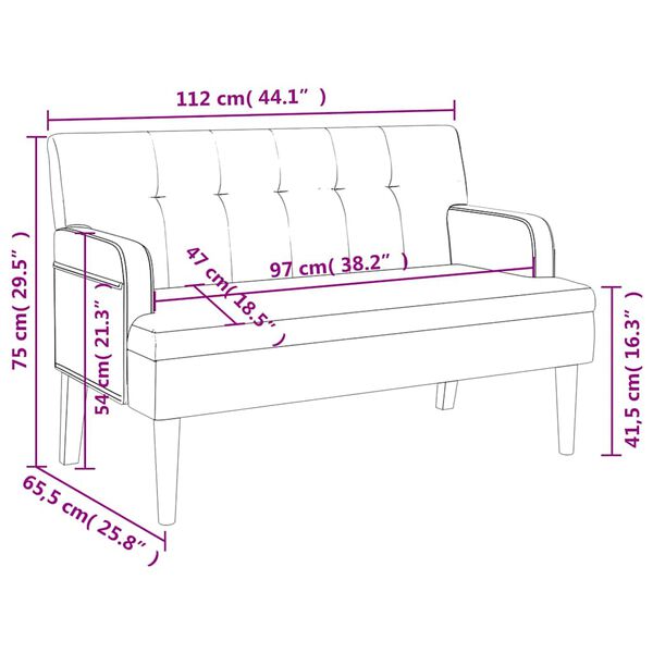 vidaXL Bench with Backrest Black 112x65.5x75 cm Faux Leather