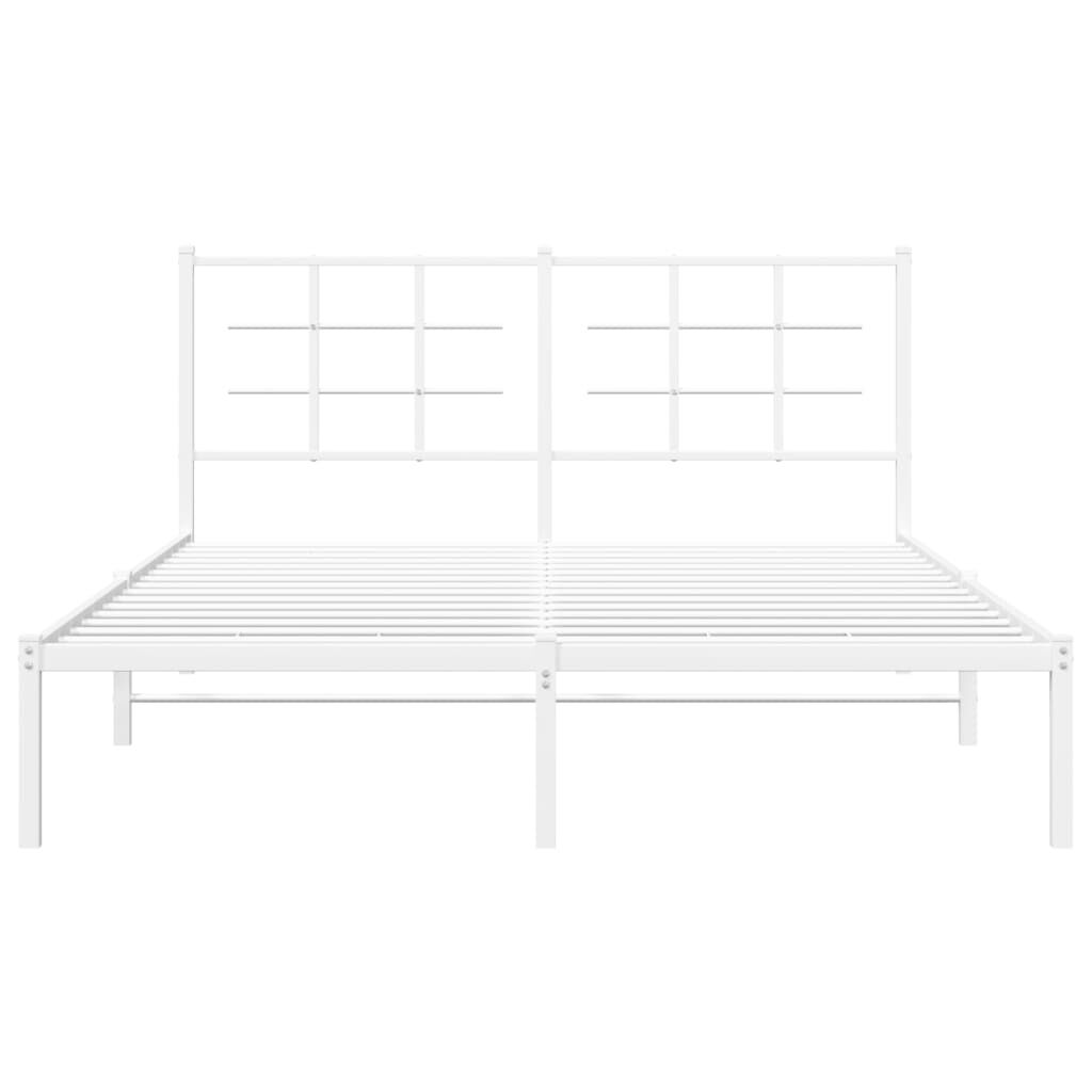 vidaXL Metal Bed Frame without Mattress with Headboard White 150x200cm
