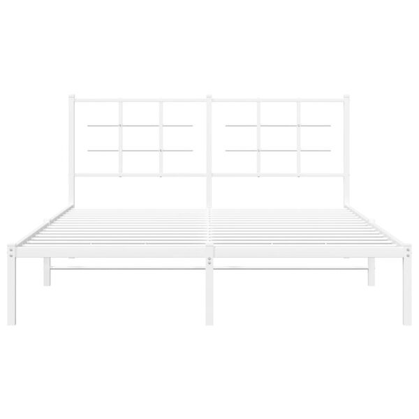 vidaXL Metal Bed Frame without Mattress with Headboard White 150x200cm