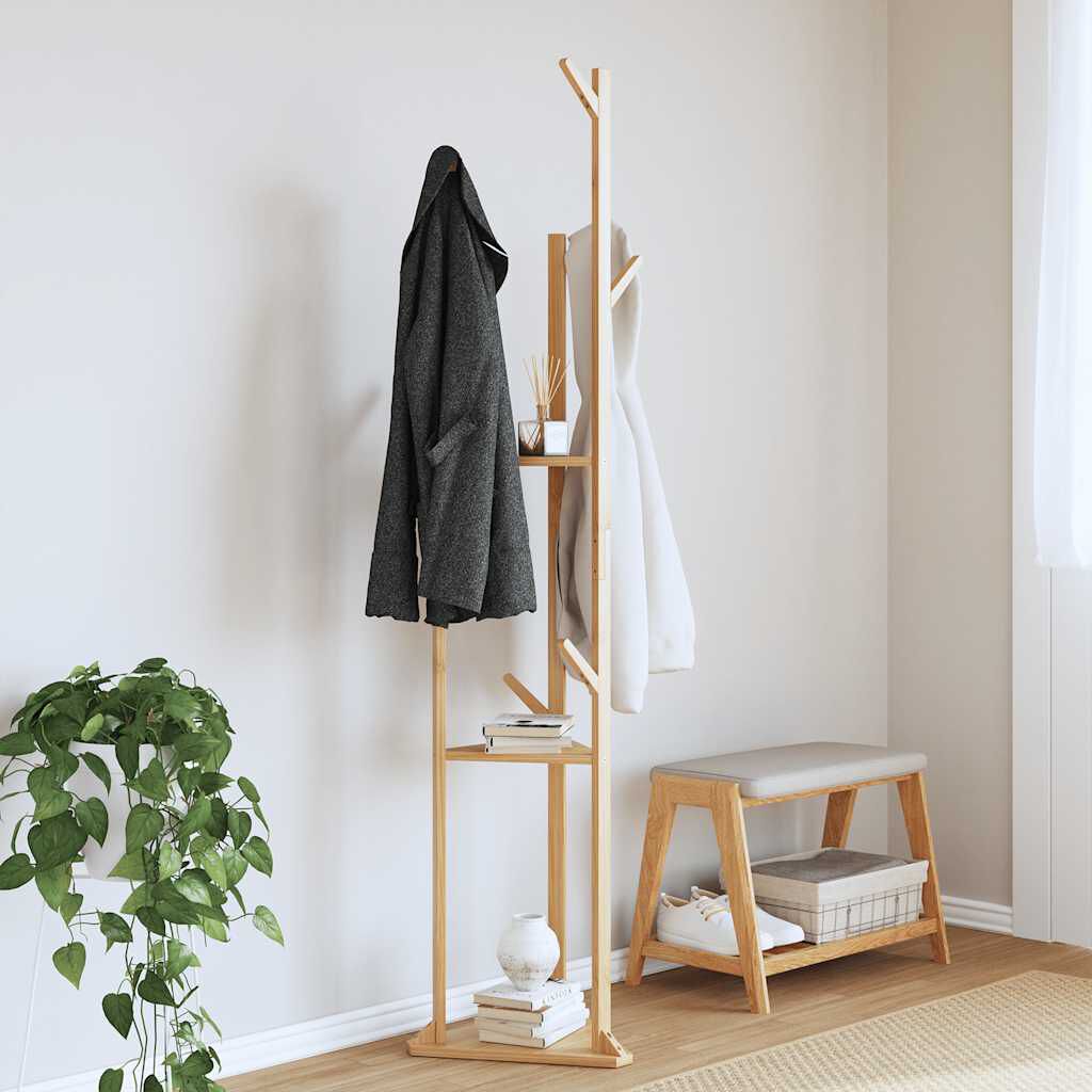 vidaXL Coat Stand with Hooks and Shelves 39x33x166 cm Bamboo