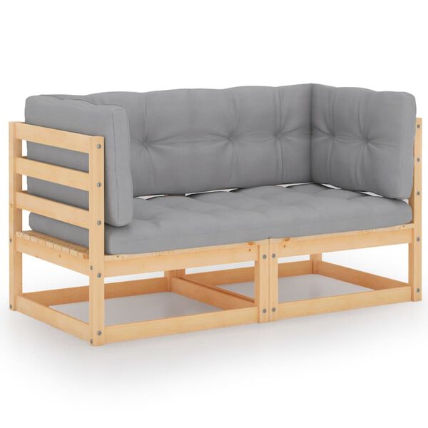 vidaXL 2-Seater Garden Sofa with Cushions Solid Pinewood