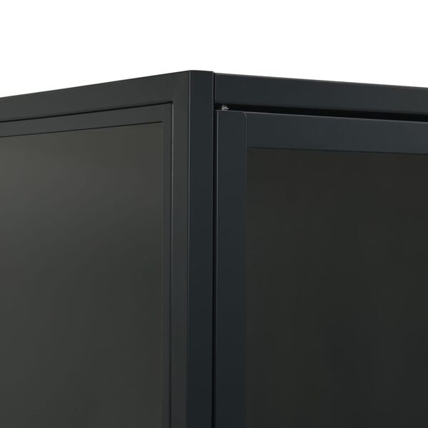 vidaXL Highboard Black 80x35x135 cm Steel and Tempered Glass