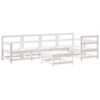 vidaXL 6 Piece Garden Lounge Set with Cushions White Solid Wood