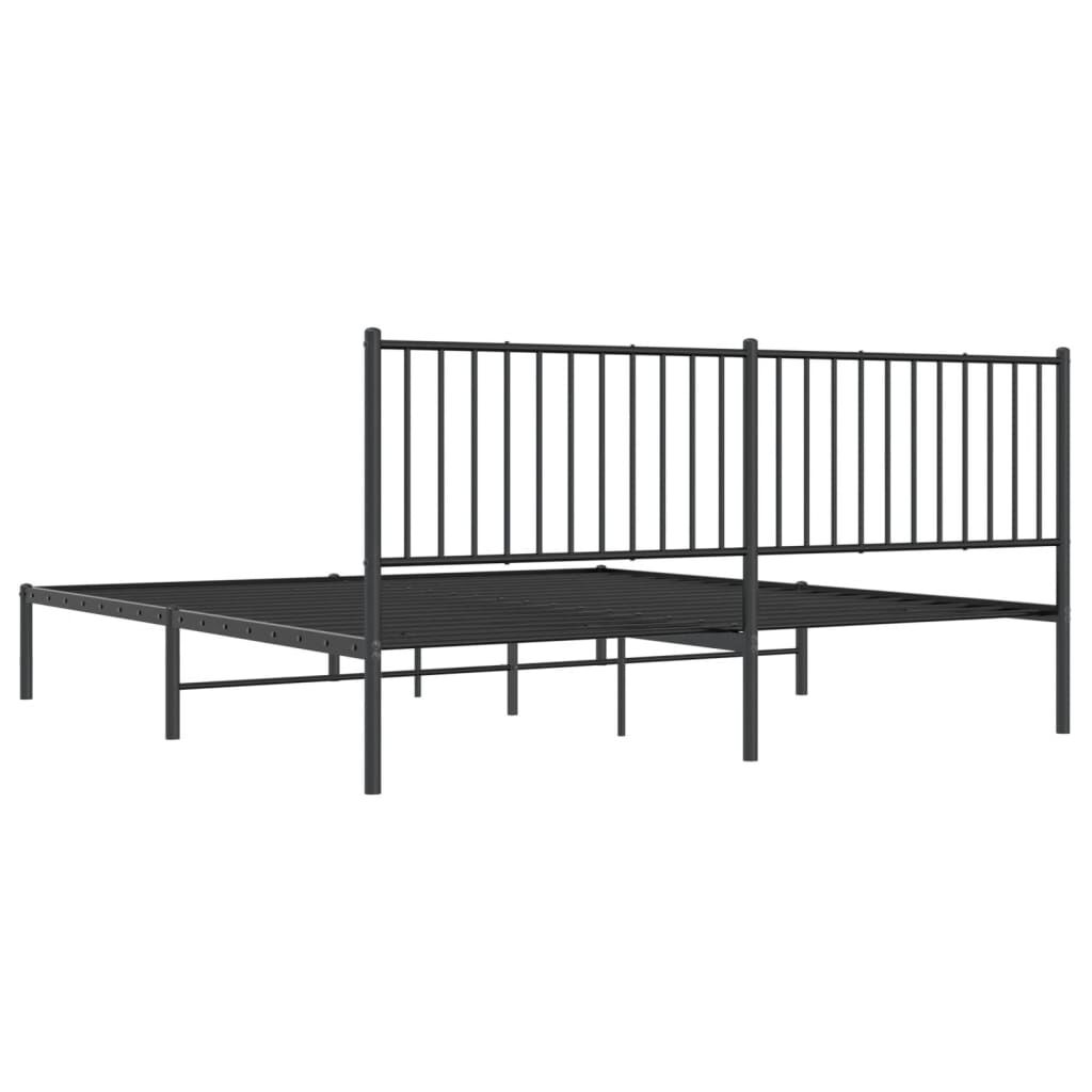 vidaXL Metal Bed Frame without Mattress with Headboard Black 183x213cm