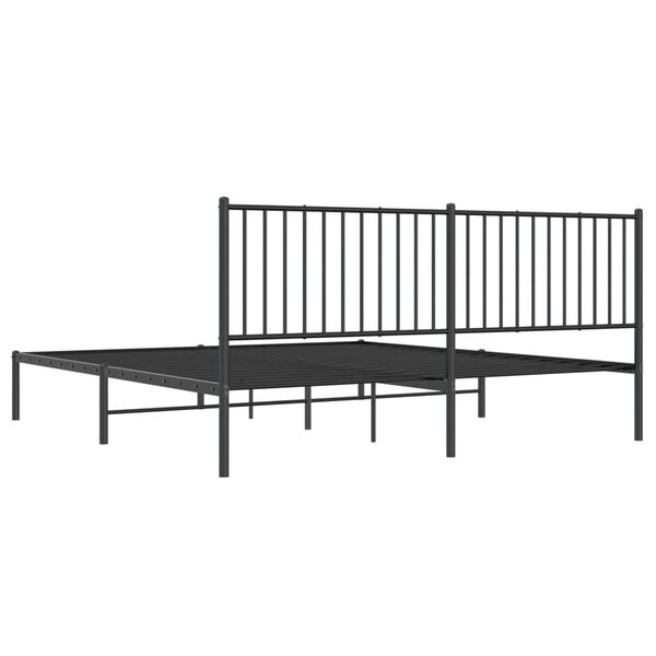 vidaXL Metal Bed Frame without Mattress with Headboard Black 183x213cm
