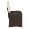 vidaXL Reclining Garden Chair with Cushions Brown Poly Rattan