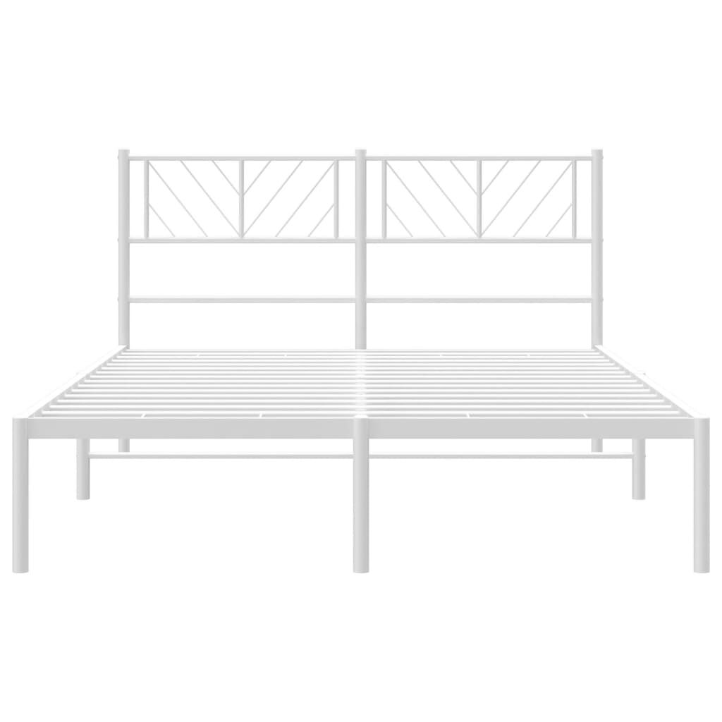 vidaXL Metal Bed Frame without Mattress with Headboard White 135x190cm