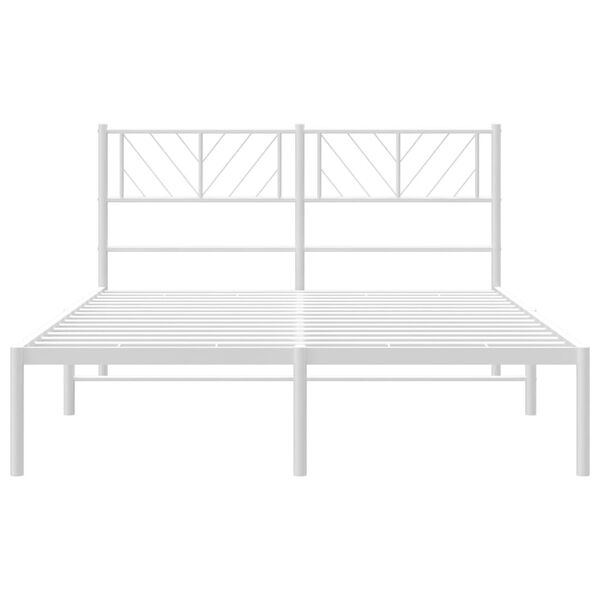 vidaXL Metal Bed Frame without Mattress with Headboard White 135x190cm