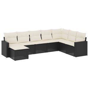 vidaXL 8 Piece Garden Sofa Set with Cushions Black Poly Rattan