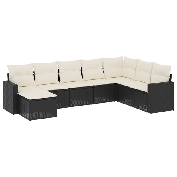 vidaXL 8 Piece Garden Sofa Set with Cushions Black Poly Rattan