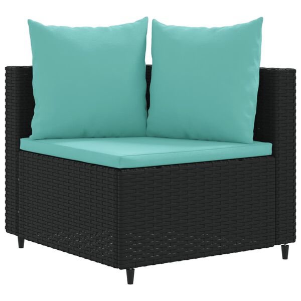 vidaXL 9 Piece Garden Sofa Set with Cushions Black Poly Rattan