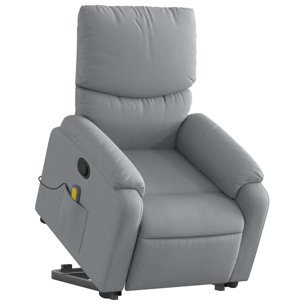 vidaXL Stand up Massage Recliner Chair Light Grey Fabric