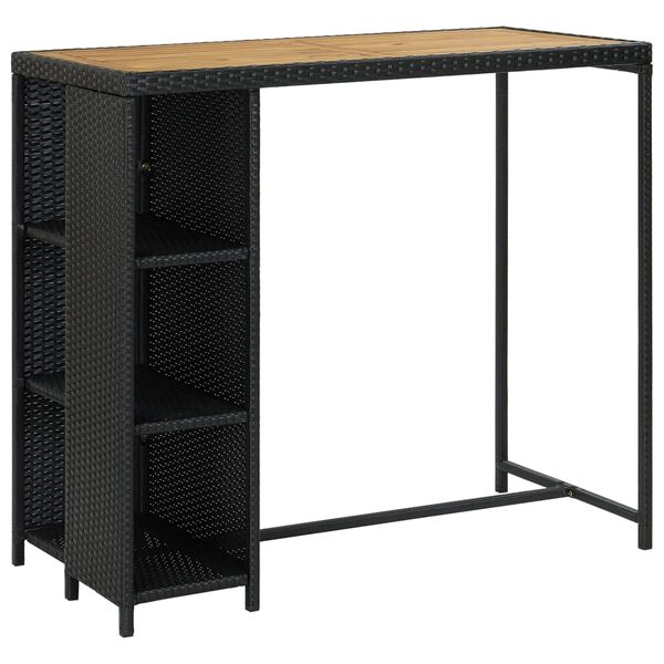 vidaXL 5 Piece Garden Bar Set with Cushions Poly Rattan Black