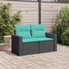 vidaXL Garden Sofa with Cushions 2-Seater Black Poly Rattan