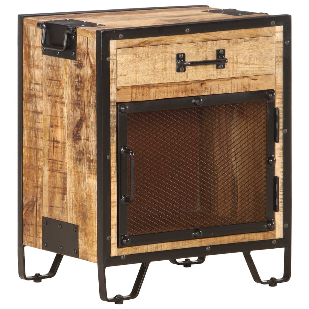 vidaXL Bedside Cabinet 43x30x51 cm Solid Rough Mango Wood