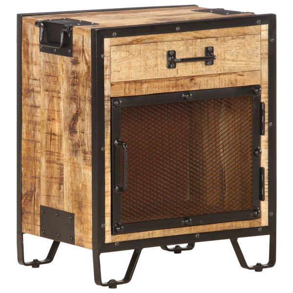 vidaXL Bedside Cabinet 43x30x51 cm Solid Rough Mango Wood