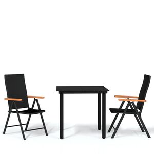 vidaXL 3 Piece Garden Dining Set Black