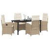 vidaXL Garden Dining Set with Cushion 5 pcs Beige Poly Rattan