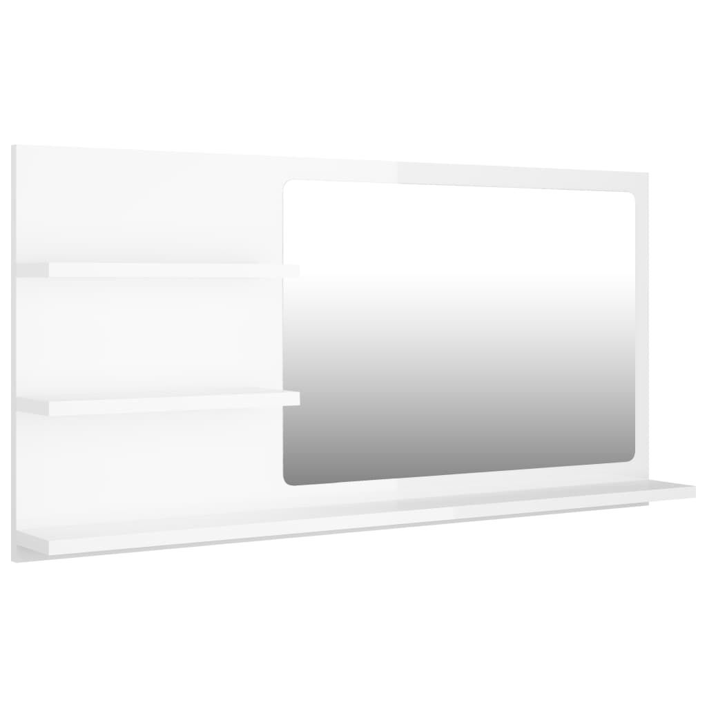 vidaXL Bathroom Mirror High Gloss White 90x10.5x45 cm Engineered Wood