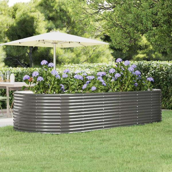 vidaXL Garden Raised Bed Grey 291x140x68 cm Powder-coated Steel
