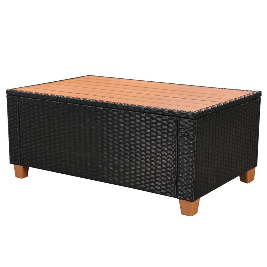 vidaXL 4 Piece Garden Lounge Set with Cushions Poly Rattan Black