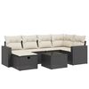 vidaXL 7 Piece Garden Sofa Set with Cushions Black Poly Rattan