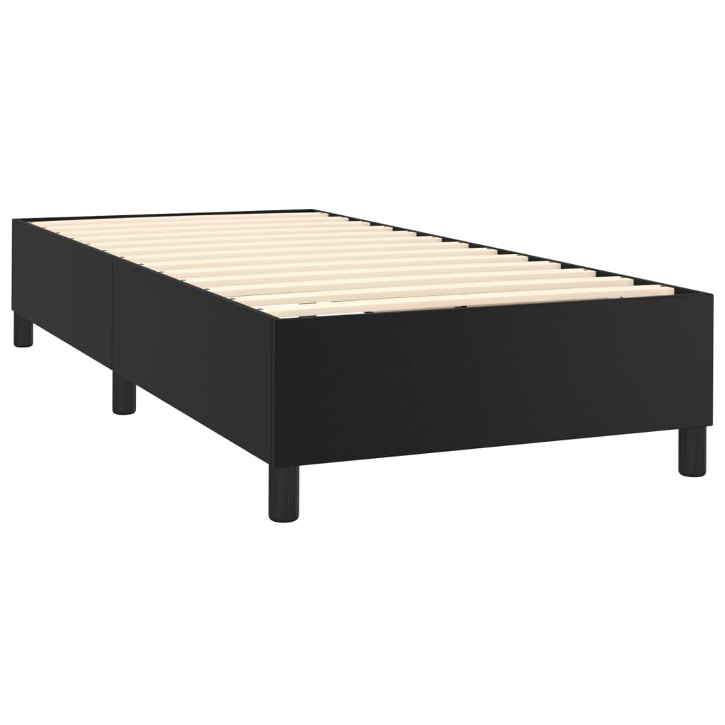 vidaXL Box Spring Bed with Mattress Black 100x203 cm Twin XL Faux Leather