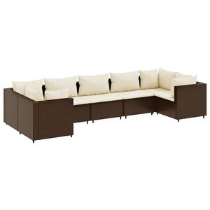 vidaXL 7 Piece Garden Lounge Set with Cushions Brown Poly Rattan