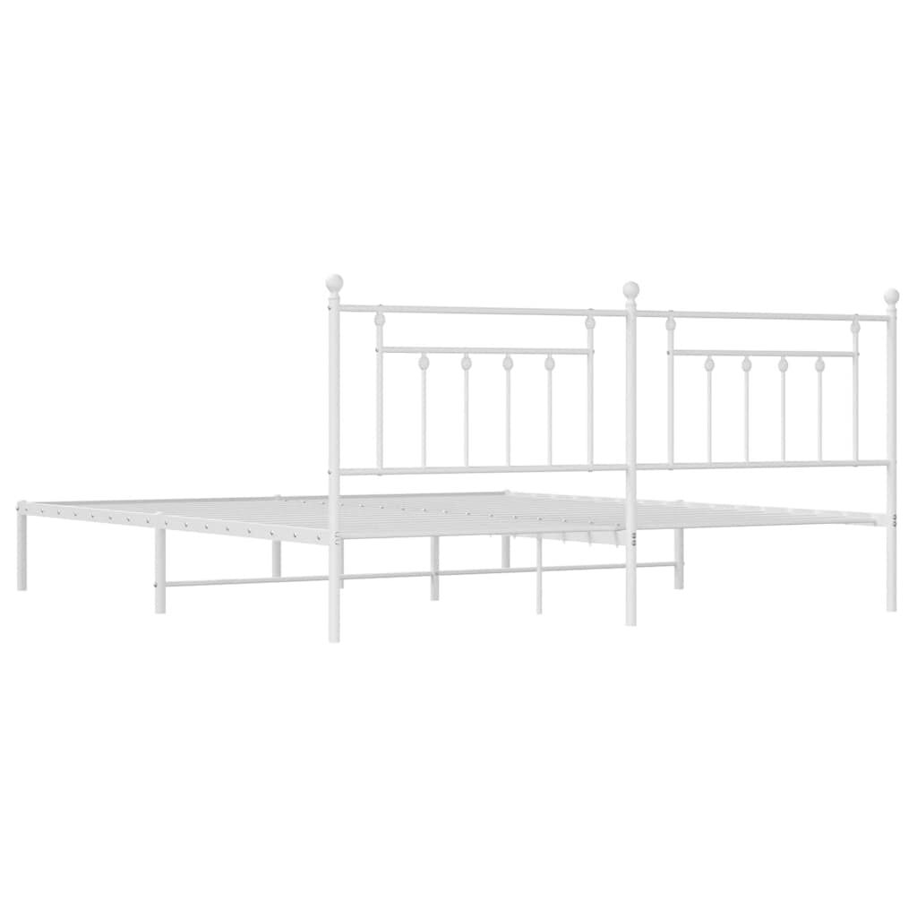 vidaXL Metal Bed Frame without Mattress with Headboard White 193x203cm