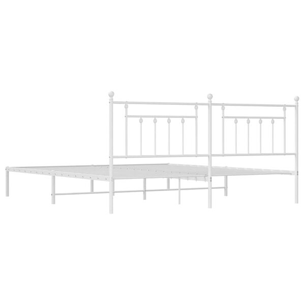 vidaXL Metal Bed Frame without Mattress with Headboard White 193x203cm