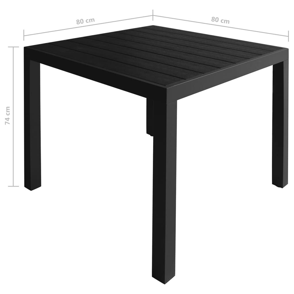 vidaXL 5 Piece Outdoor Dining Set Aluminium and WPC Black