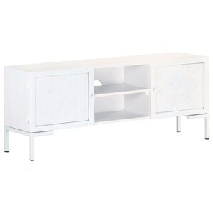 vidaXL TV Cabinet White 115x30x46 cm Solid Mango Wood