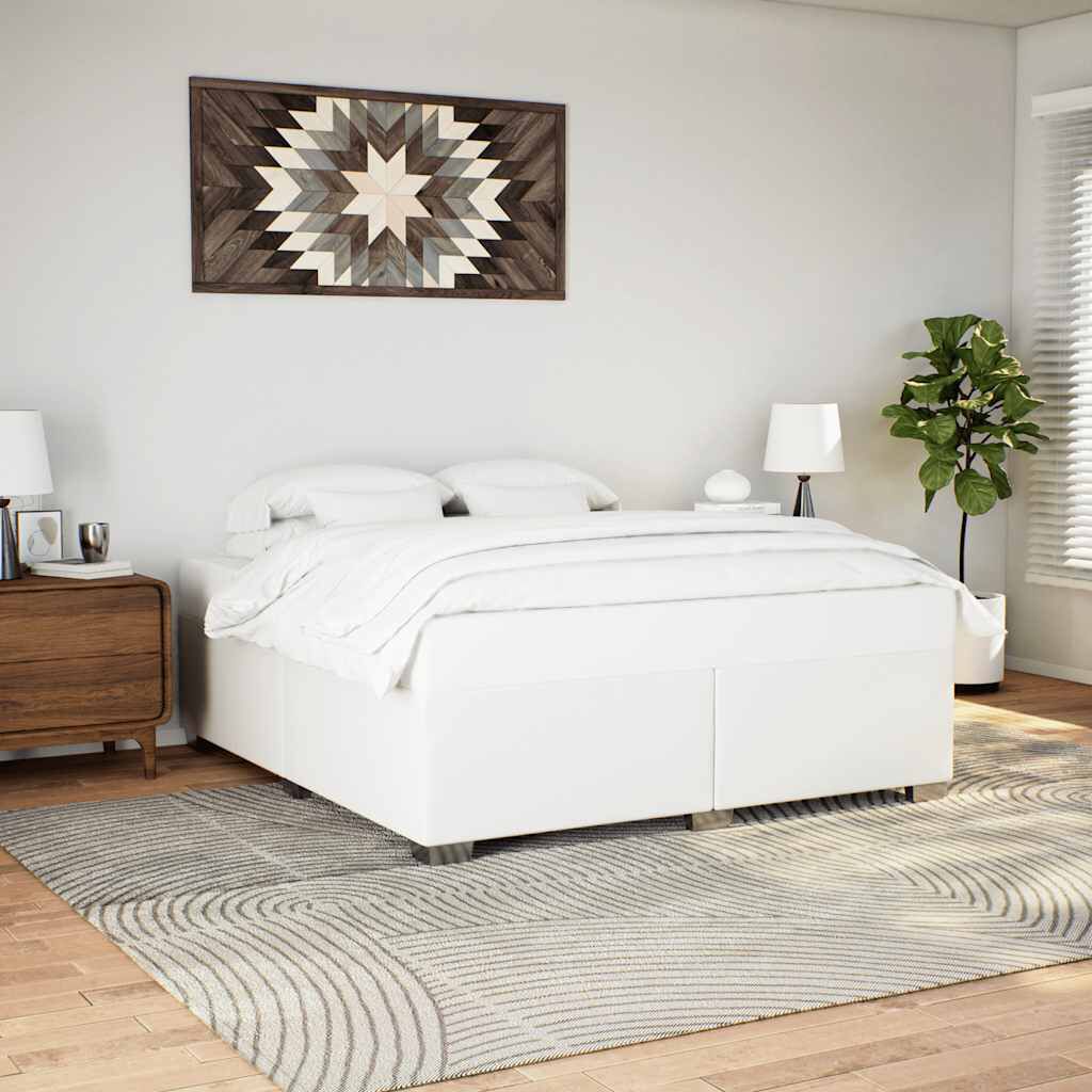 vidaXL Bed Frame without Mattress White California King Faux Leather